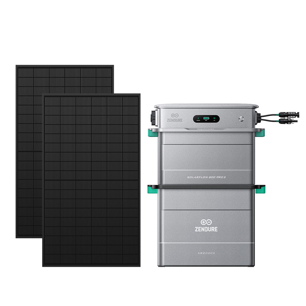 Zendure SolarFlow 800 Pro 2 mit einem Erweiterungsakku und 2 bifazialen Solarmodulen