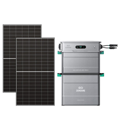 Zendure SolarFlow 800 Pro 2 mit einem Erweiterungsakku und 2 bifazialen Solarmodulen