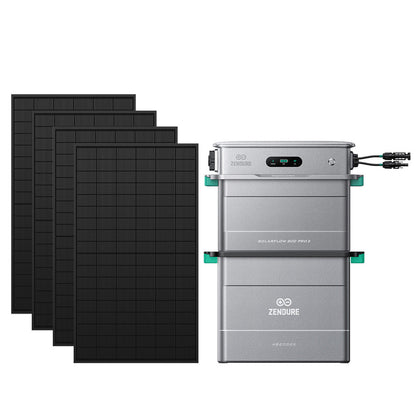 Zendure SolarFlow 800 Pro 2 mit einem Erweiterungsakku und 4 bifazialen Solarmodulen