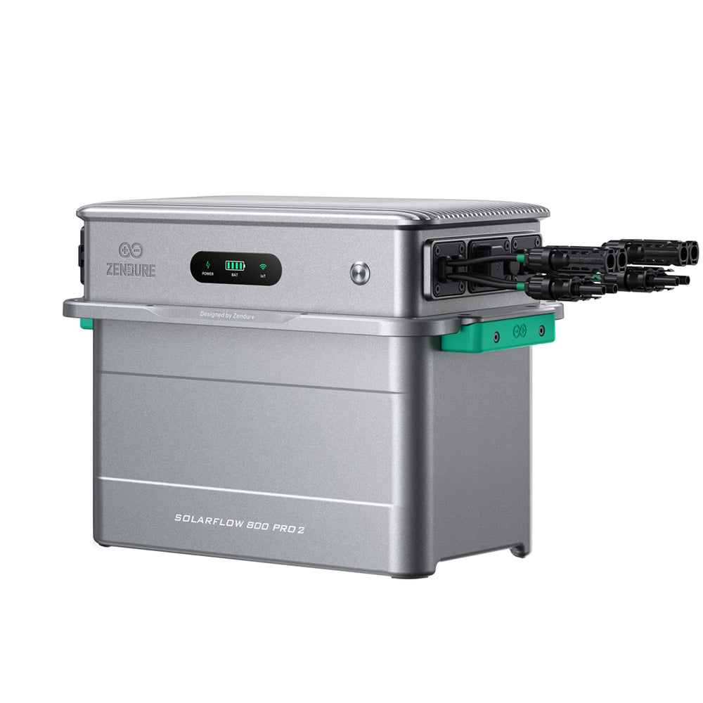 Zendure SolarFlow 800 Pro 2, Ansicht schräg von vorne mit PV-Anschlüssen