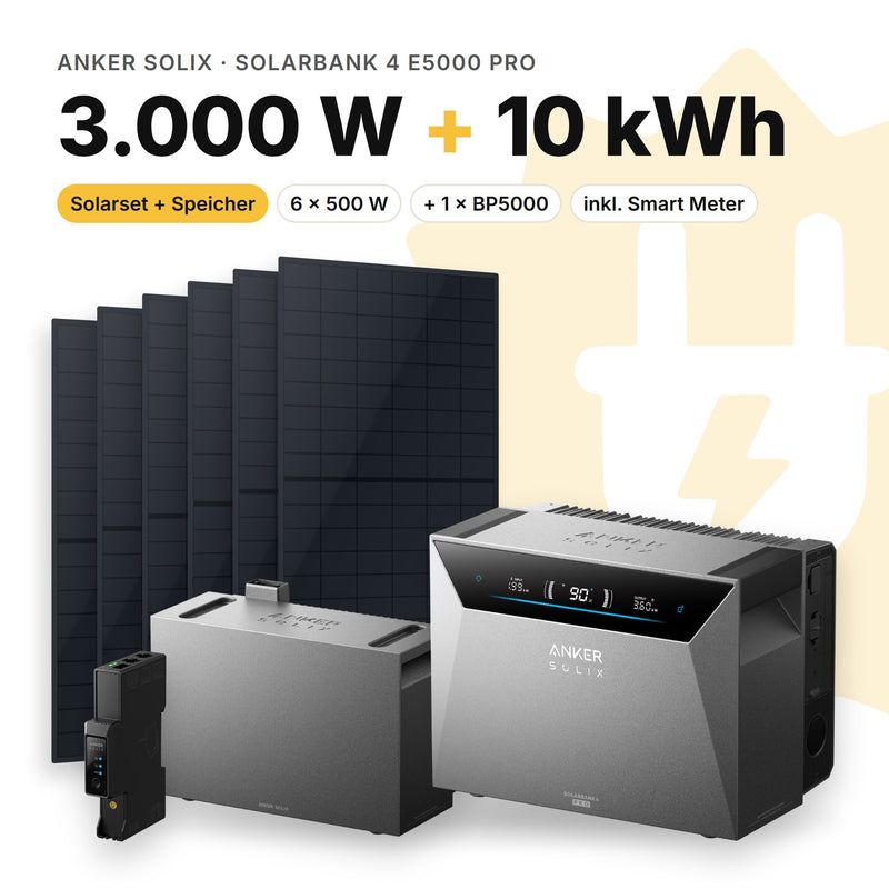 Set 3.000 Wp + Anker SOLIX Solarbank 4 E5000 Pro + 1 × BP5000